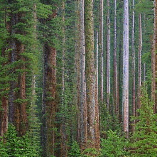 Primeval Spruce-Fir Forest Panorama in Deep Color