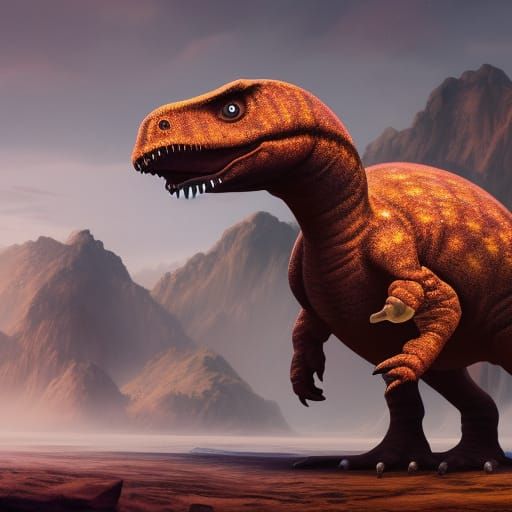 Small Fluffy Dinosaur with Big Neck