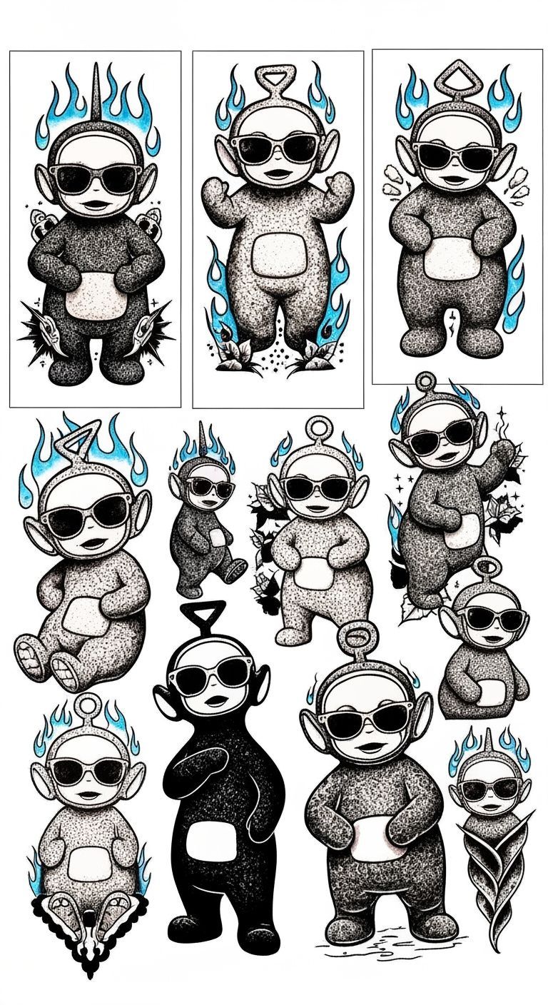 Teletubbies Flash Tattoo Sheets