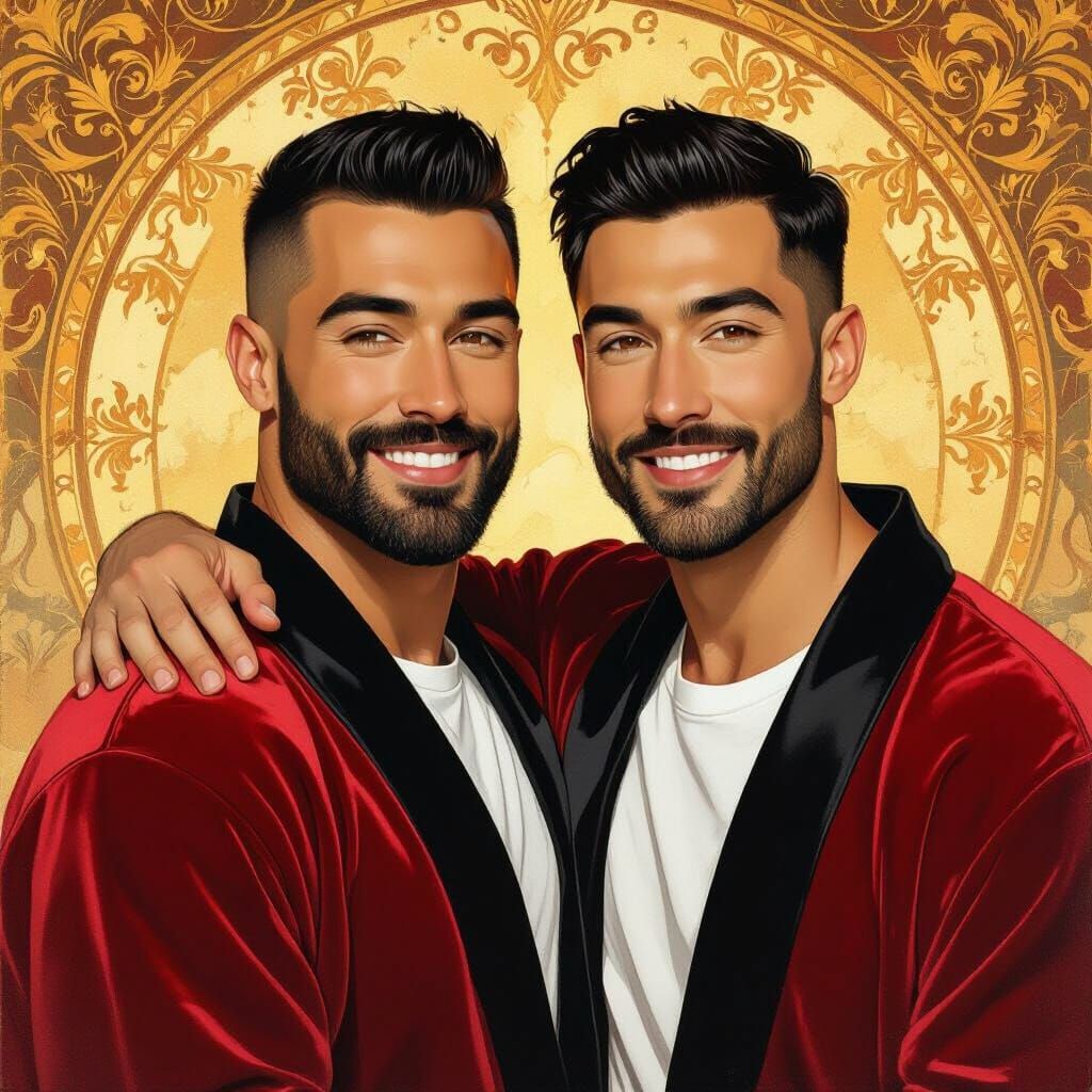 Portrait of Two Men in Velvet Bathrobes