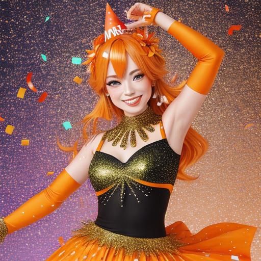 Cute Girl Dancing at a Glitter Party