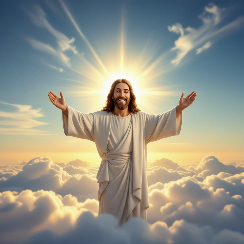 Jesus Smiling in Heavenly Realm