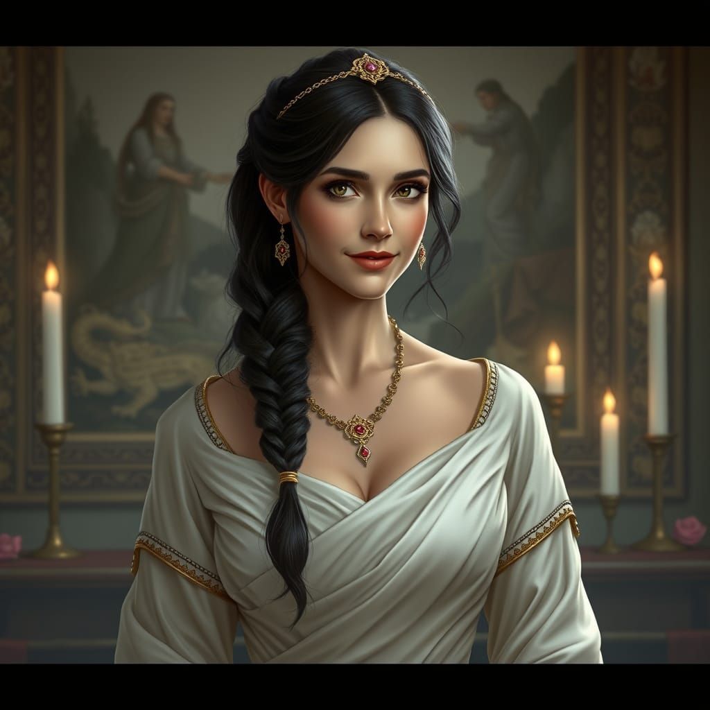 Regal Imperial Aristocrat in Ivory Silk Gowns