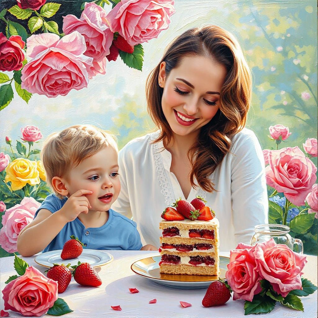 Motherly Love in a Rose Garden