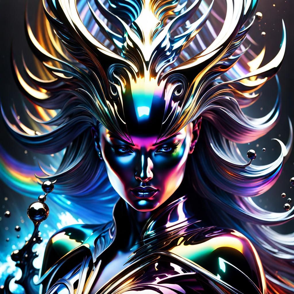 Iridescent Liquid Metal Elemental in Storm