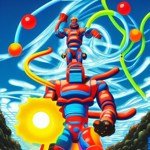 Manga Robot Pool Noodle Street Fighter in Hyper Realism