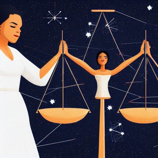 Scales of Justice: Cosmic Balance in Astral Illustration