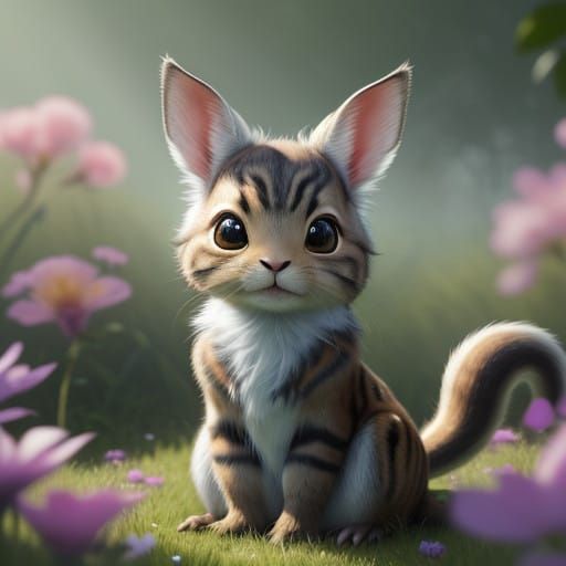 Whimsical Alien Critter Basks in Sunlit Meadow