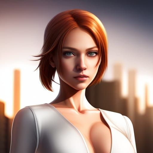 Photorealistic Ginger Girl Comic Style Illustration