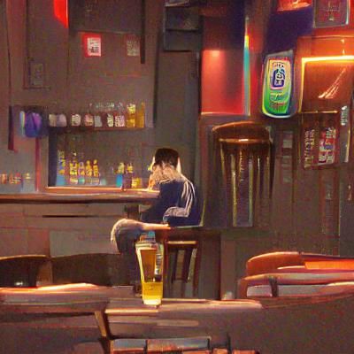 Lonely Man at Crowded Bar