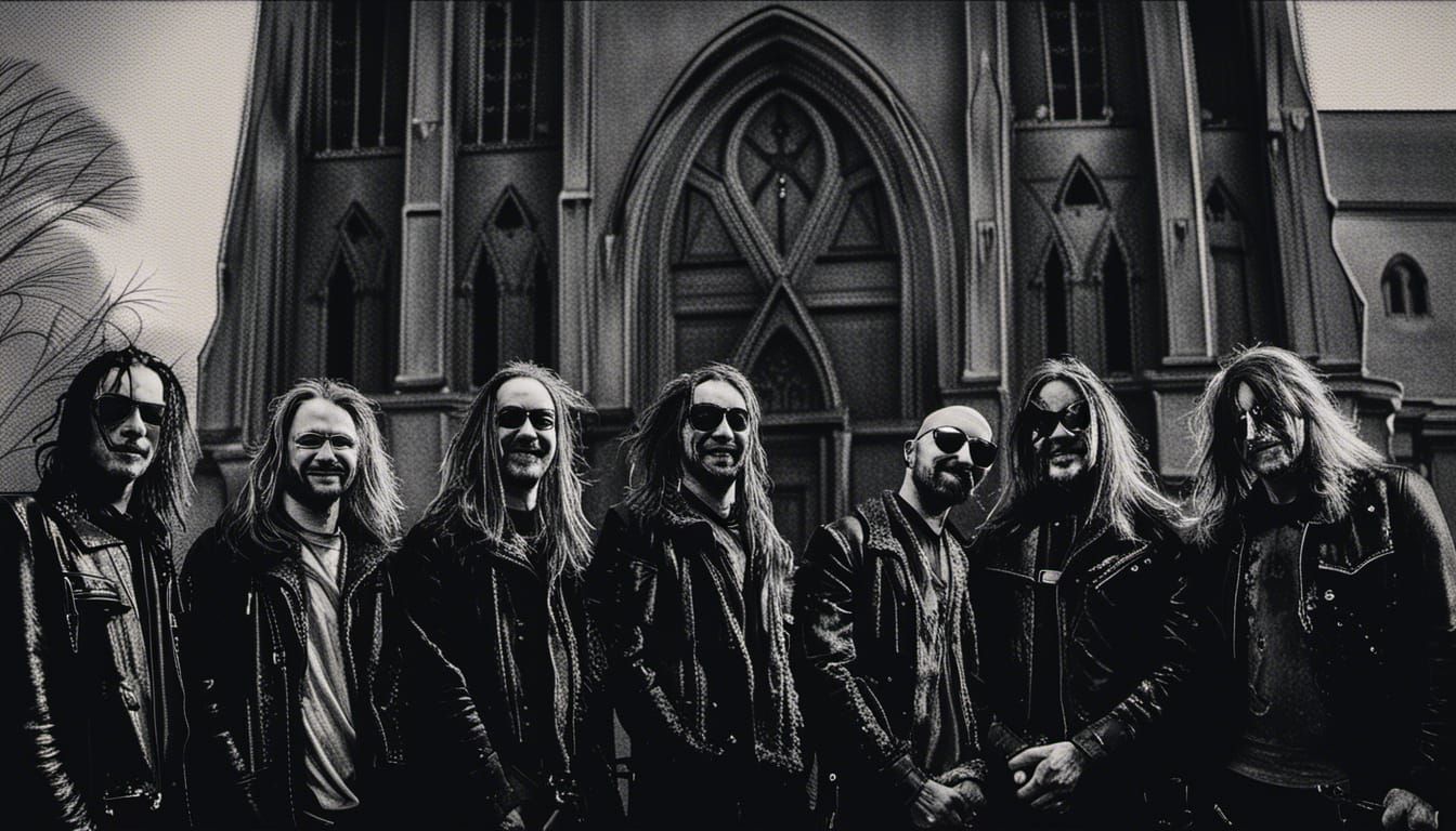 Black Metal Band Polaroid in Bleeding Horror Style