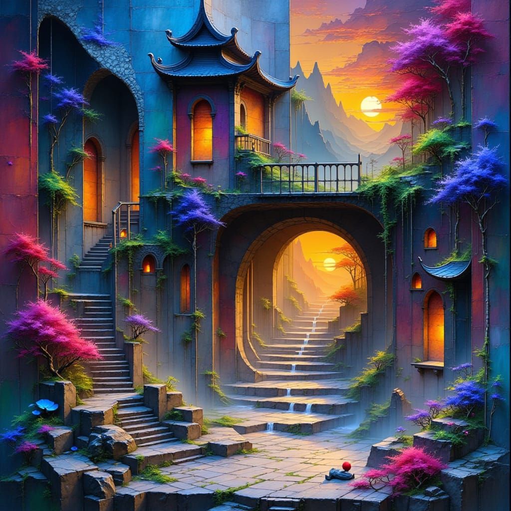 Fantastical Detailed Matte Painting in Deep Color