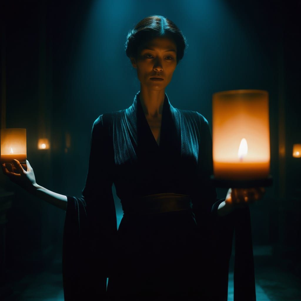 Ethereal Figure Lost in Midnight Velvet Dreams