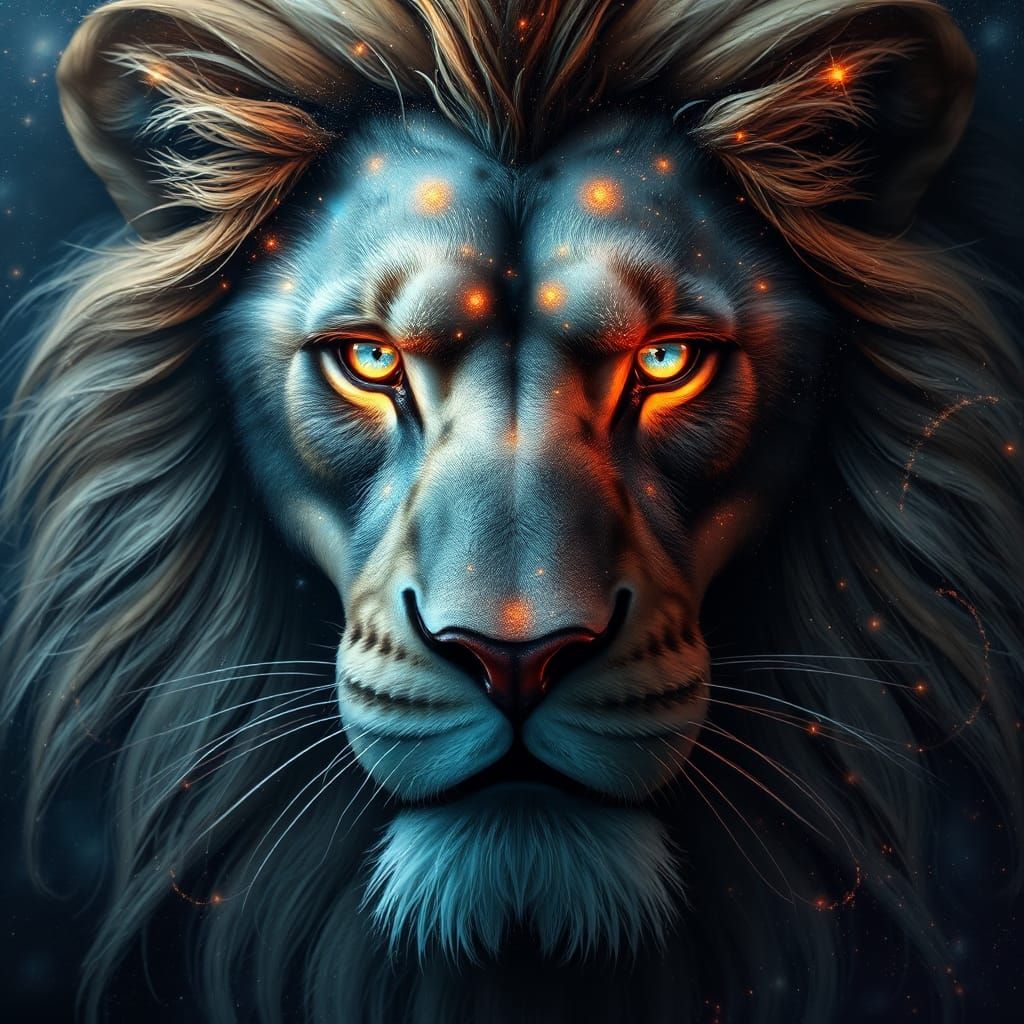 Cosmic Lion Face Composed of Electric Stars