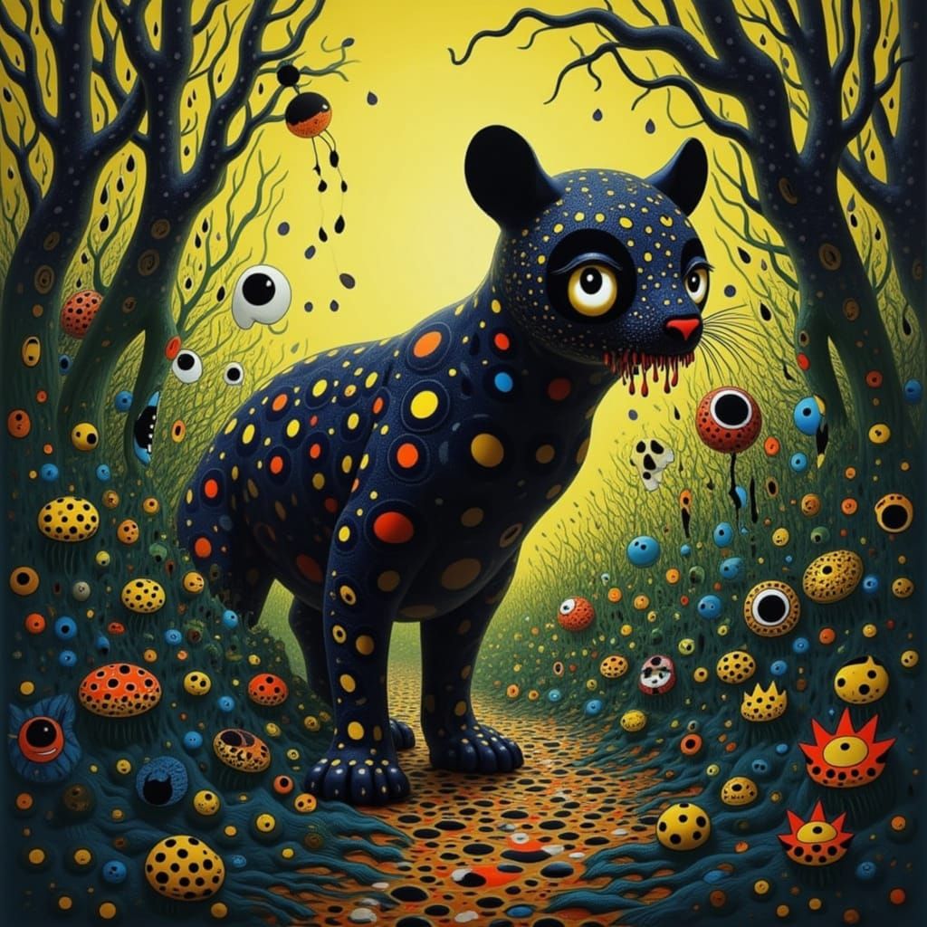 Evil Panther Lurking in a Lush Jungle