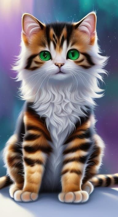 Cute Cat in Onesie Digital Matte Painting