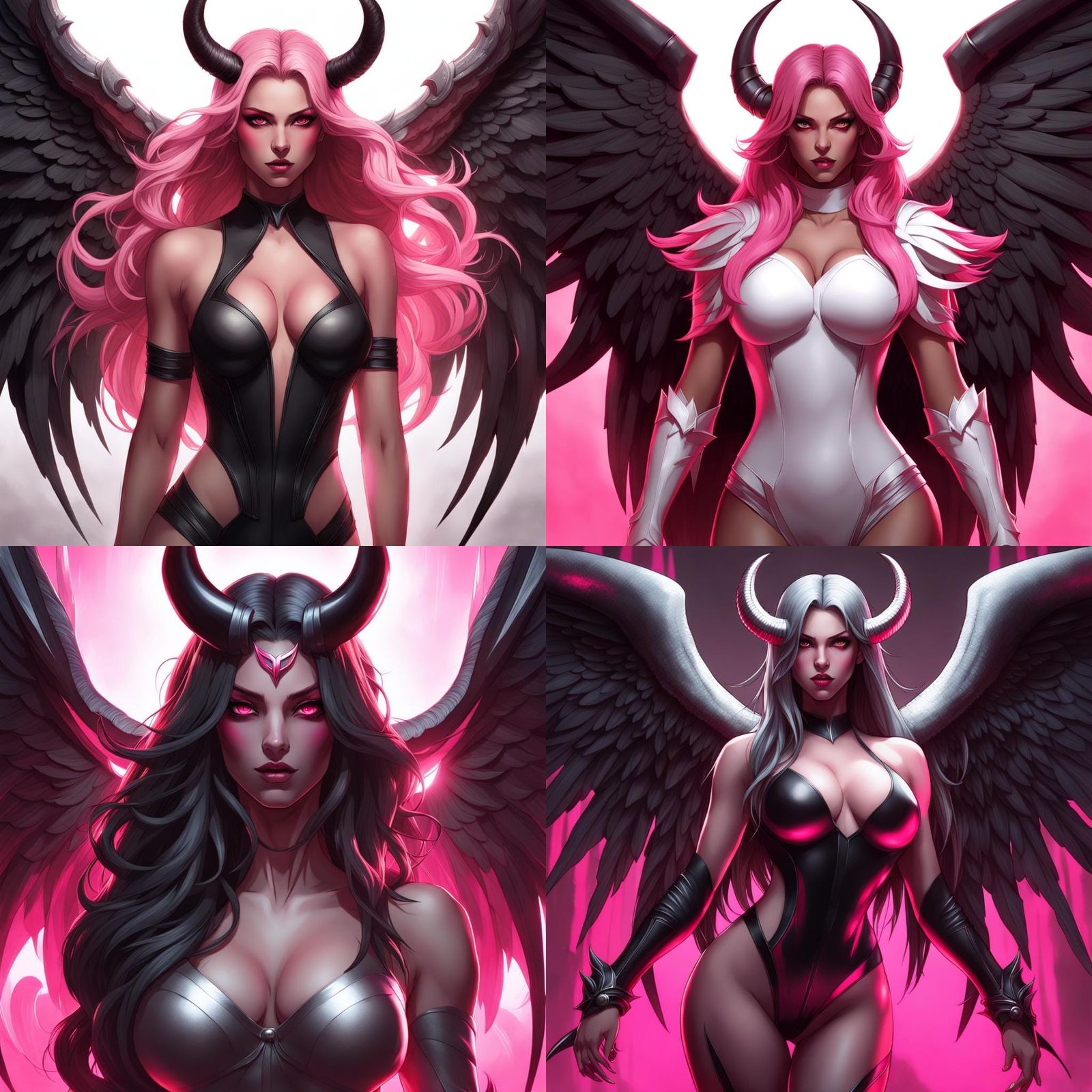 Minotaur Demon Angel Girl Portrait in Hyperdetailed Style