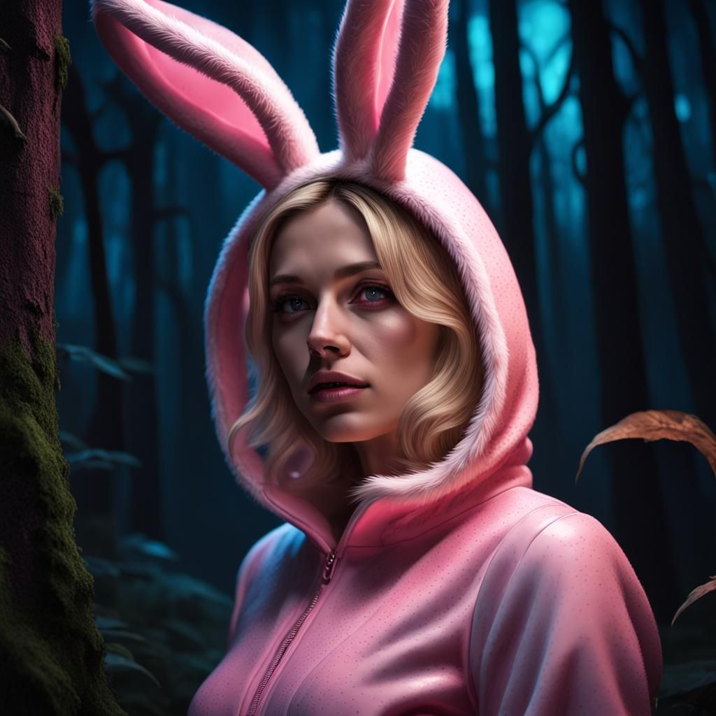 Blonde in Bunny Suit in Dark Forest Splash Art