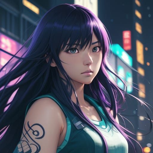 Anime Girl in Neon City