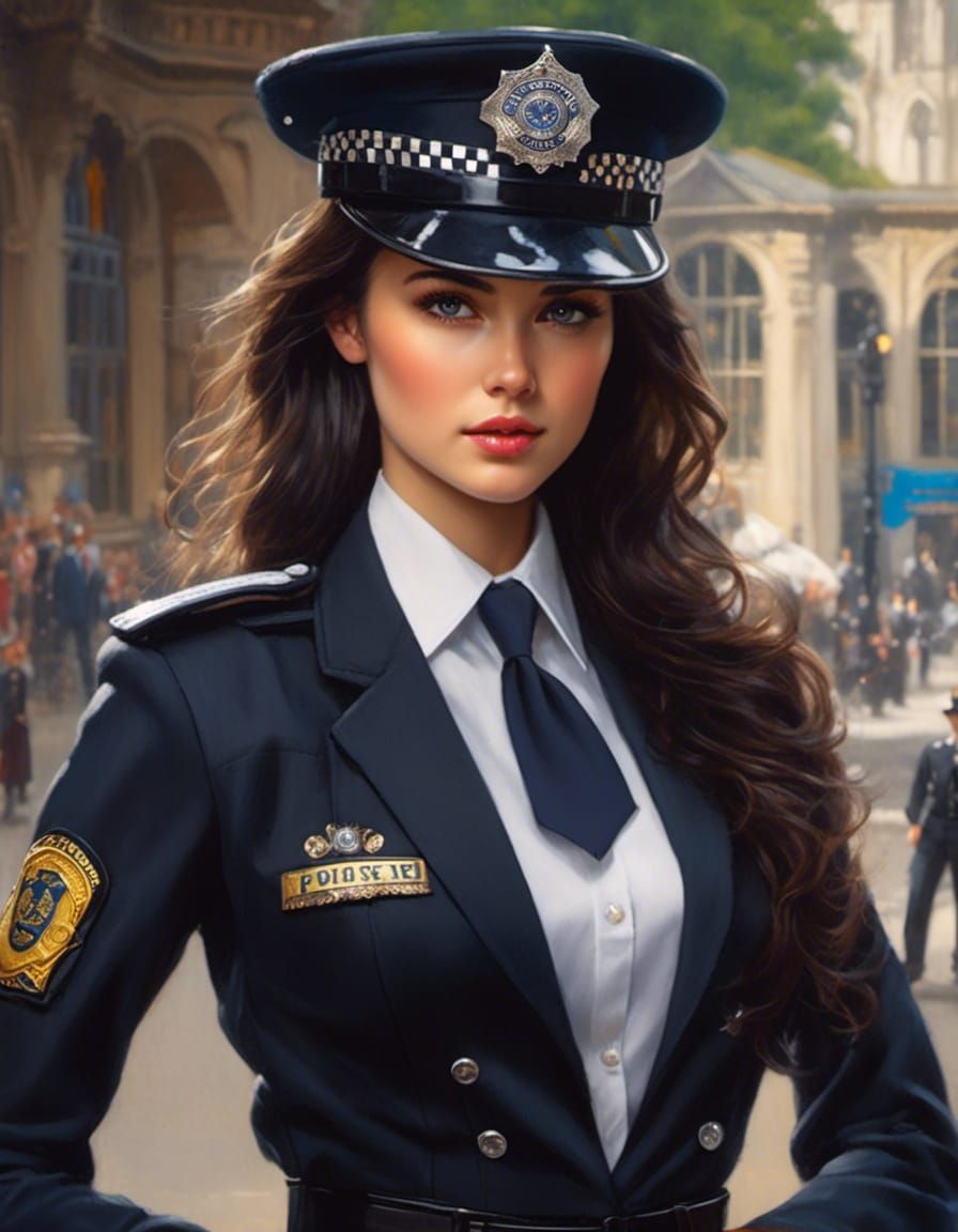Beautiful British Policewoman in Uniform