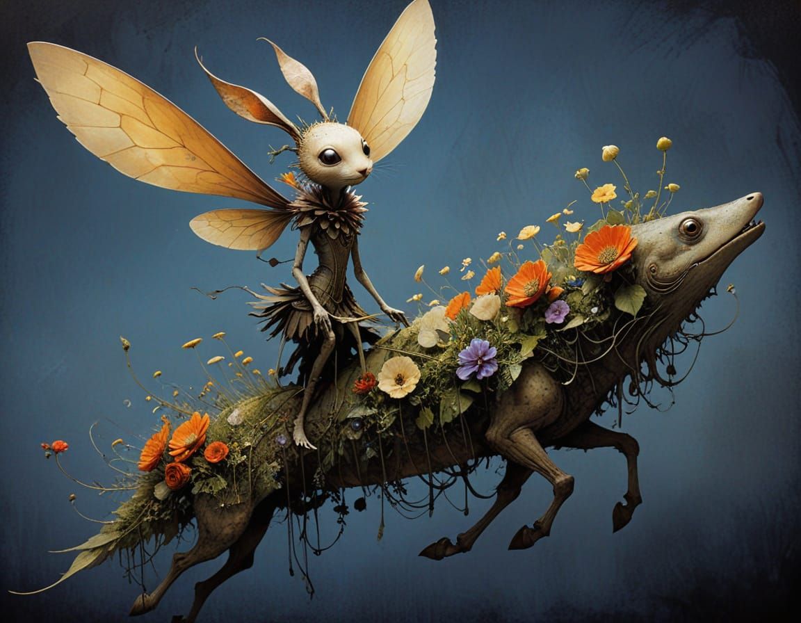 Anthropomorphic Flowers in Surrealist Style