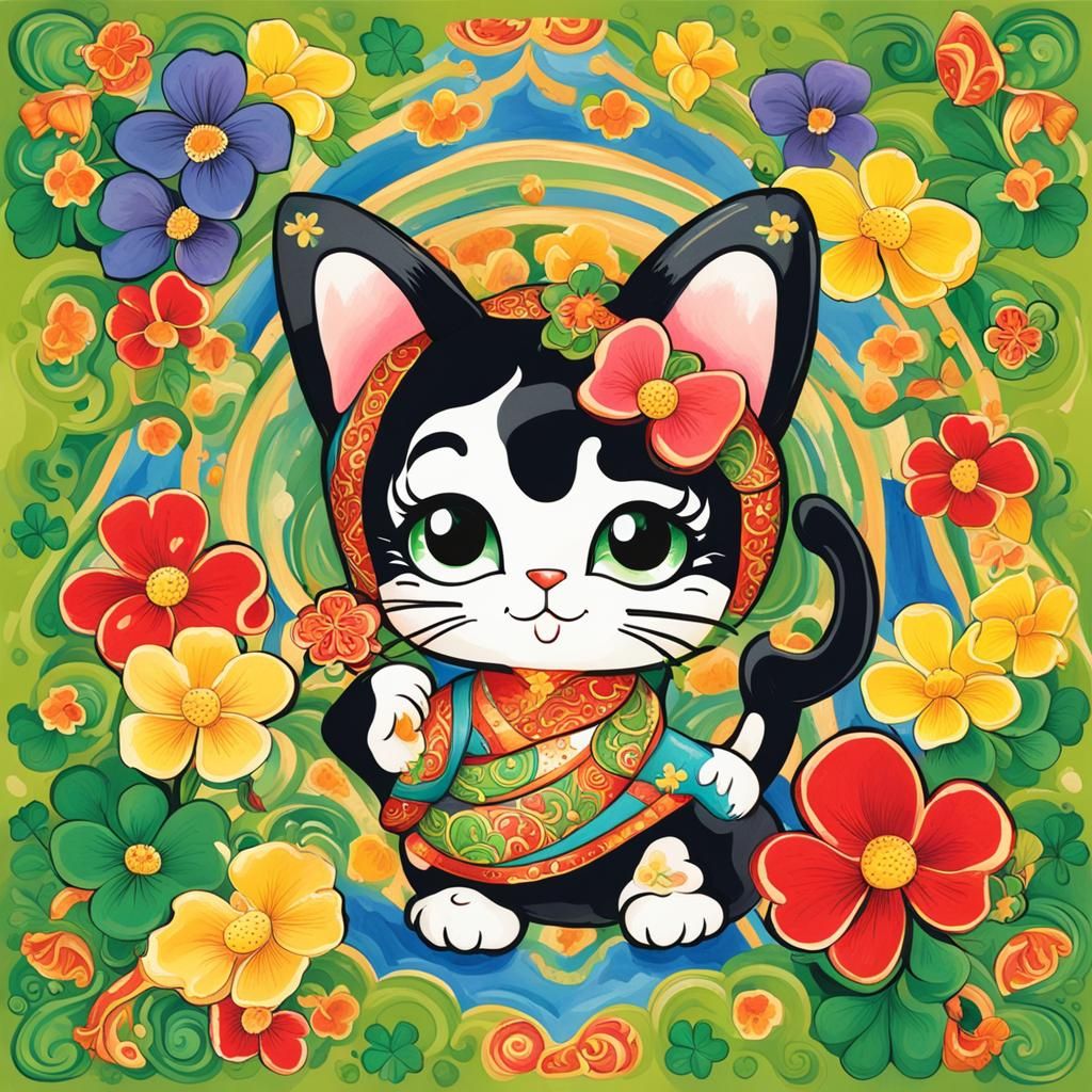 Betty Boop Maneki Neko in Candyland Gouache
