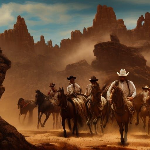 Wild West Cowboy Chase: Detailed Matte Painting