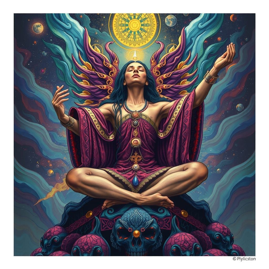 Gnostic Mystic in Cosmic Synthwave Meditation