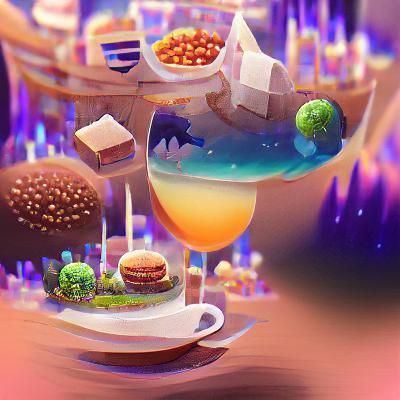 Dreamlike Food and Drink Still Life