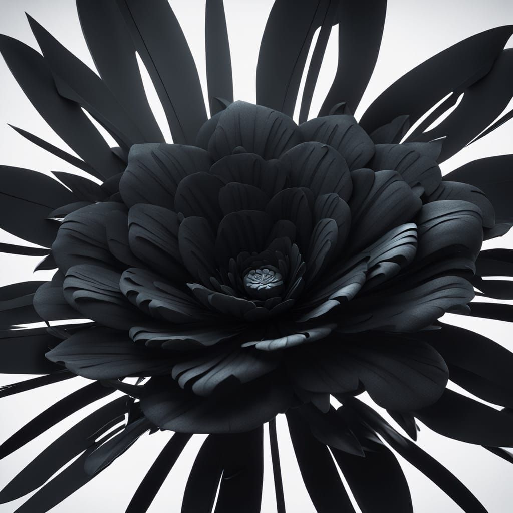 Ethereal Black Bloom in Dark Rainforest