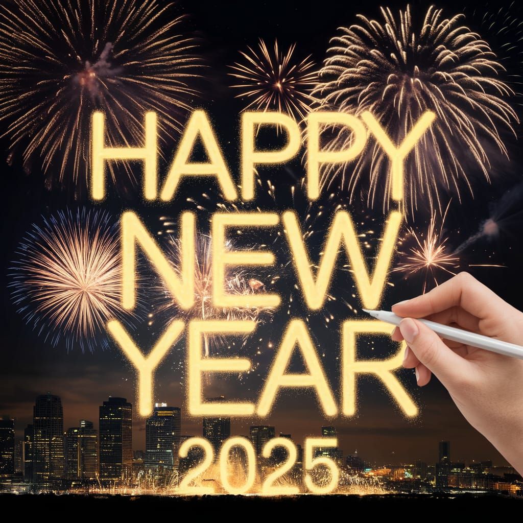 New Year's Countdown in Magical Fireworks Aesthetic