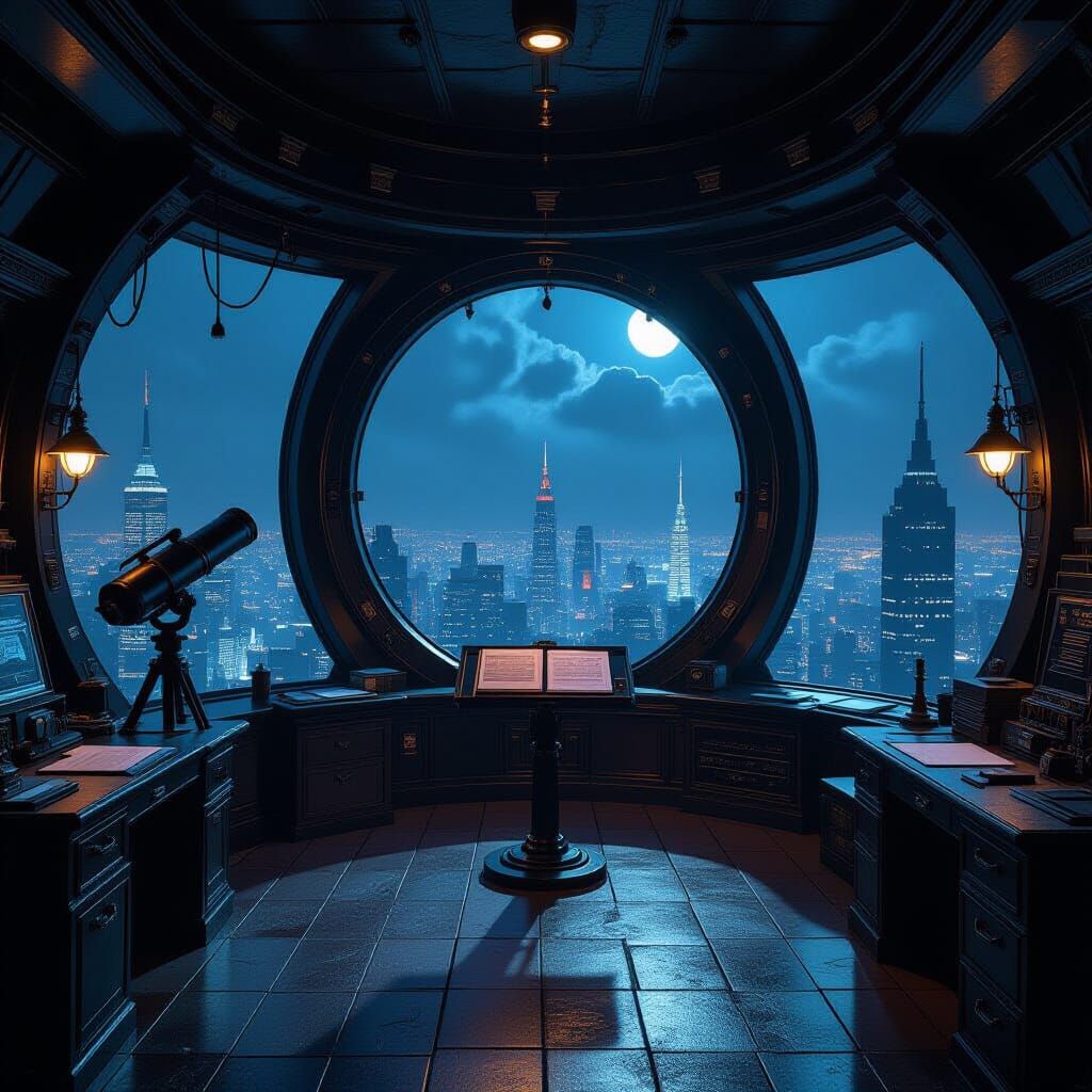 Cyberpunk City Observatory Offers Calm Amidst Urban Frenzy