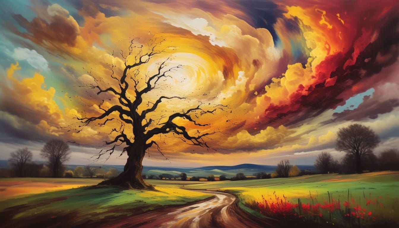 Creepy Landscape in Impressionist Oil Painting Style