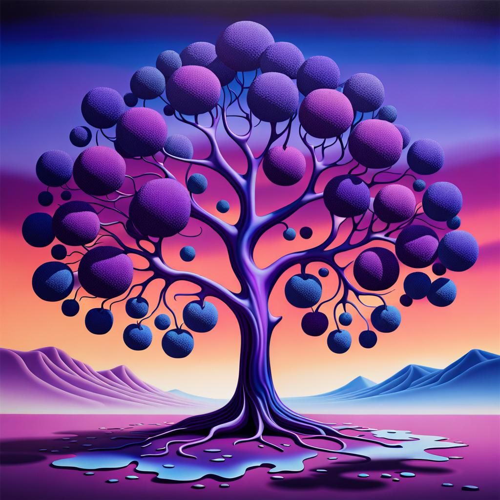 Surreal Filigree Fruit Tree in Dreamlike Abstraction