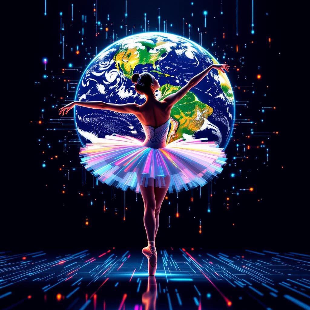 Earth as Ballet Dancer in Futuristic 3D Rendering