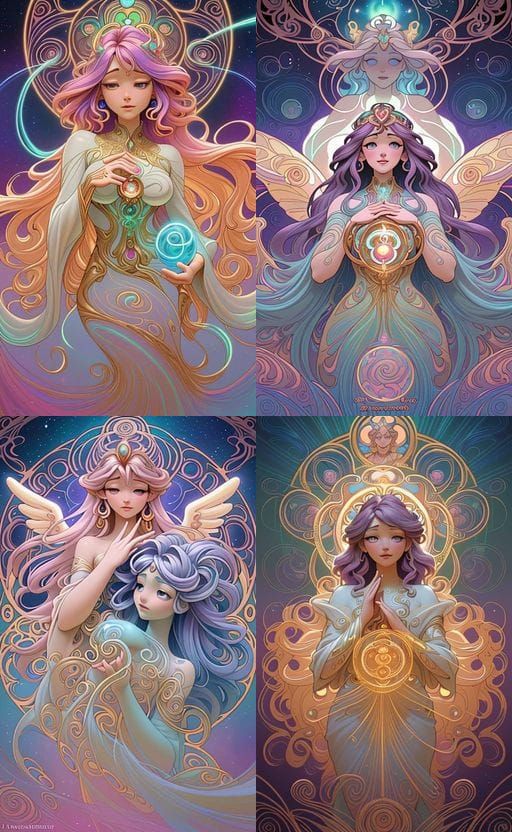 Angelic Deity in Ethereal Cosmic Mist