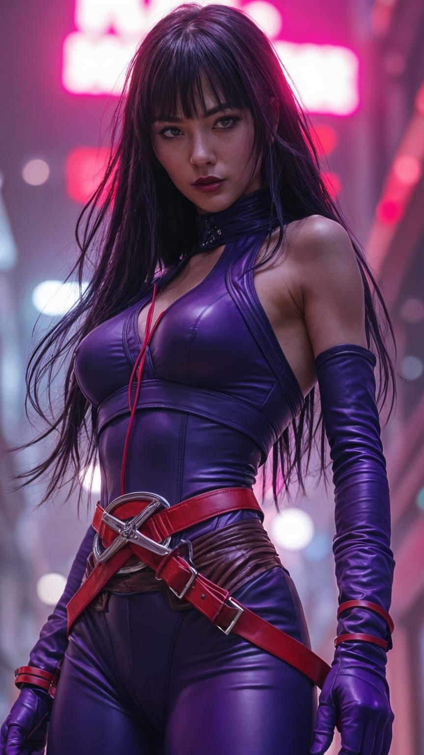 Neon Ninja Warrior in Retro Synthwave Style