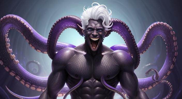 Human-Octopus Hybrid with Flowing Hair in 8k