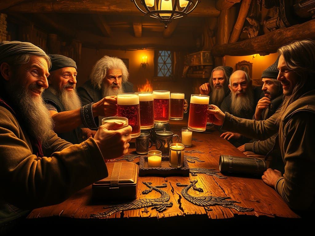 Warmly Lit Medieval Tavern Scene in Unreal Engine Style