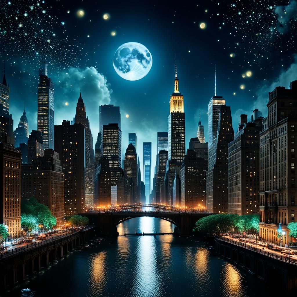 Beautiful nighttime cityscape