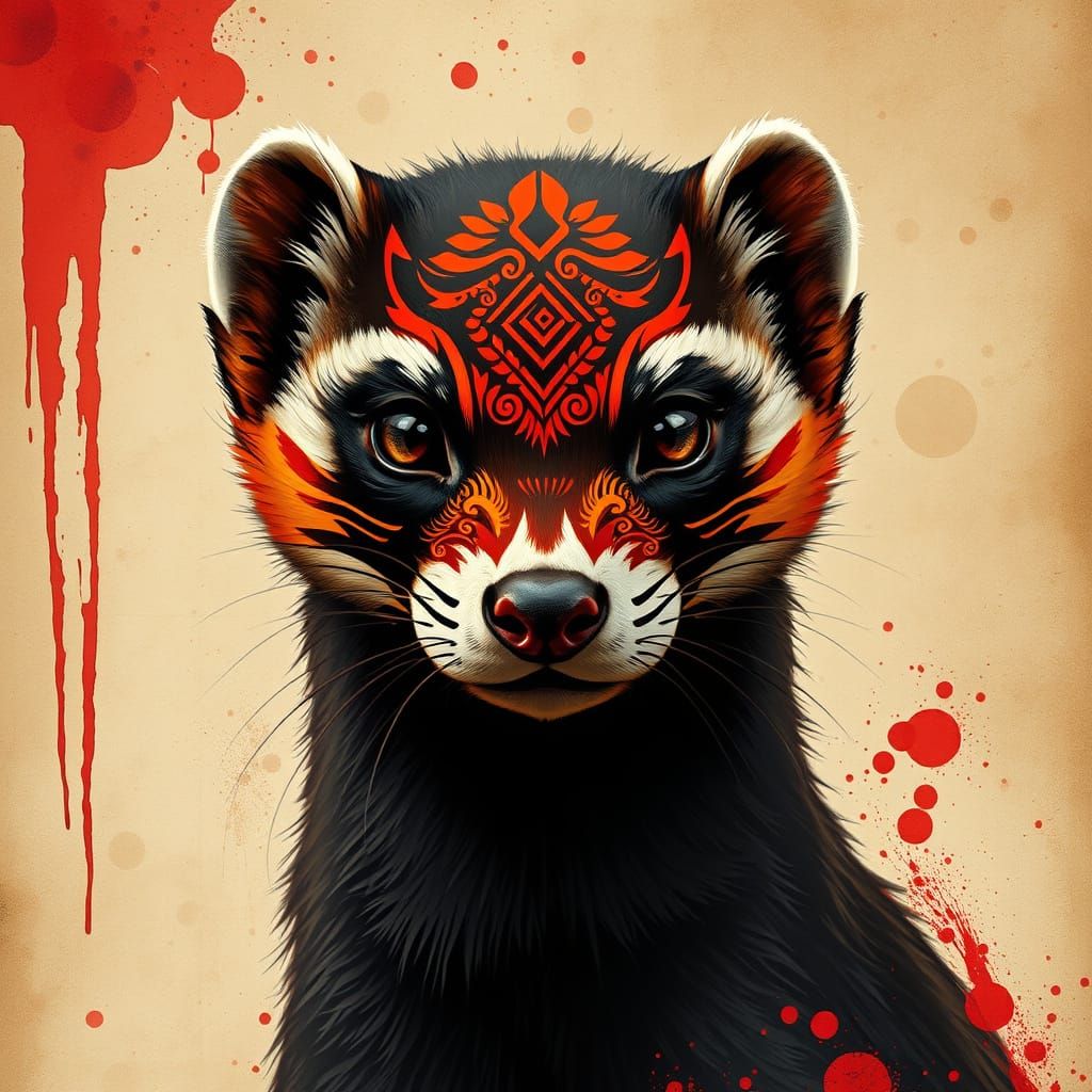 Regal Ferret with Tribal War Paint