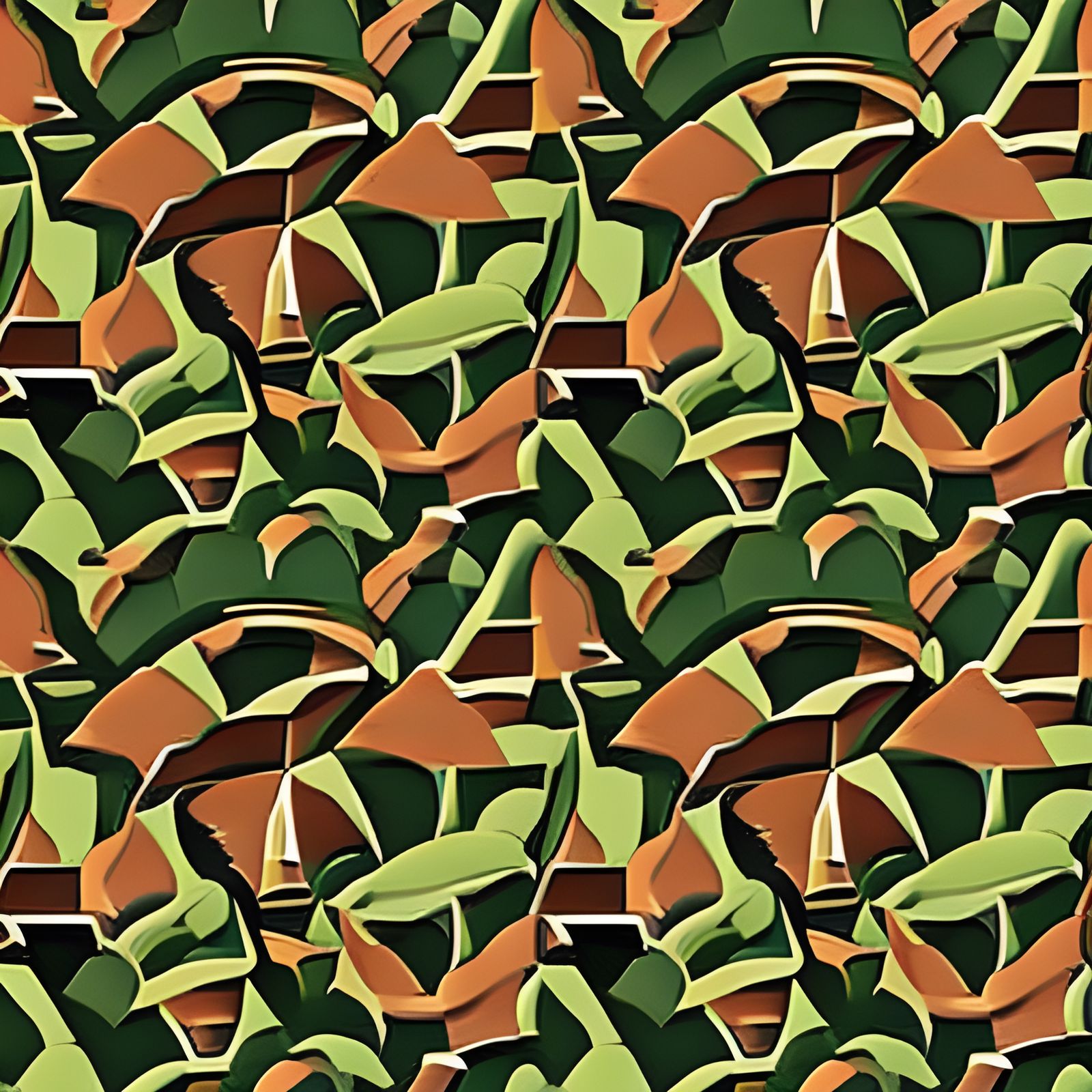 Abstract Animal Camouflage Pattern in Terracotta and Green