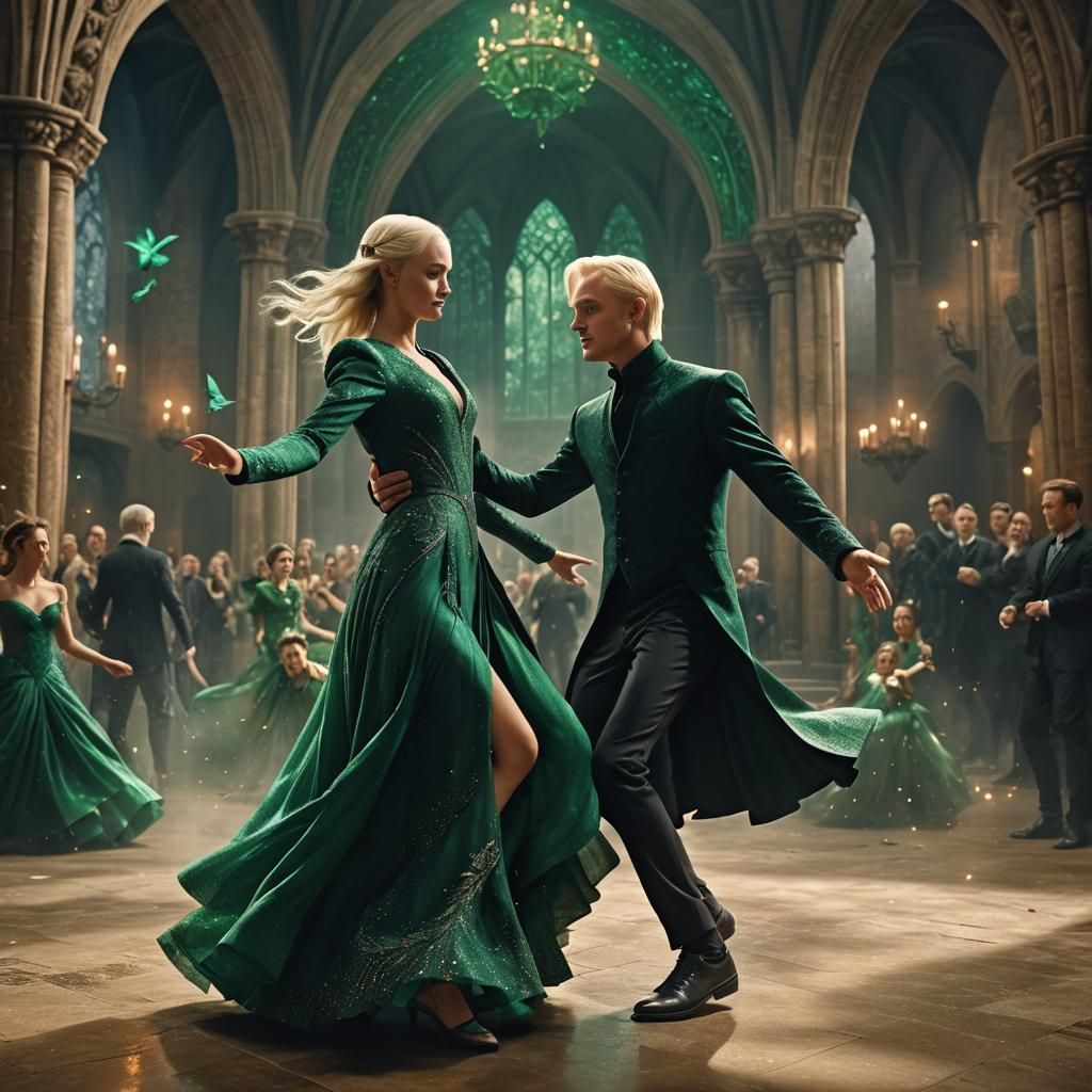 Draco Malfoy Dances with Fairy in Emerald Dress