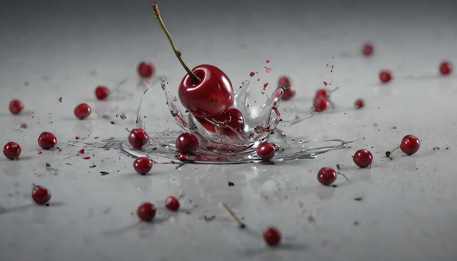Shattered Glass Cherry: Hyperrealistic Digital Art