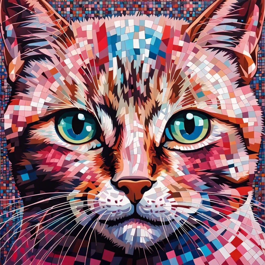 Chuck Close inspired cat
