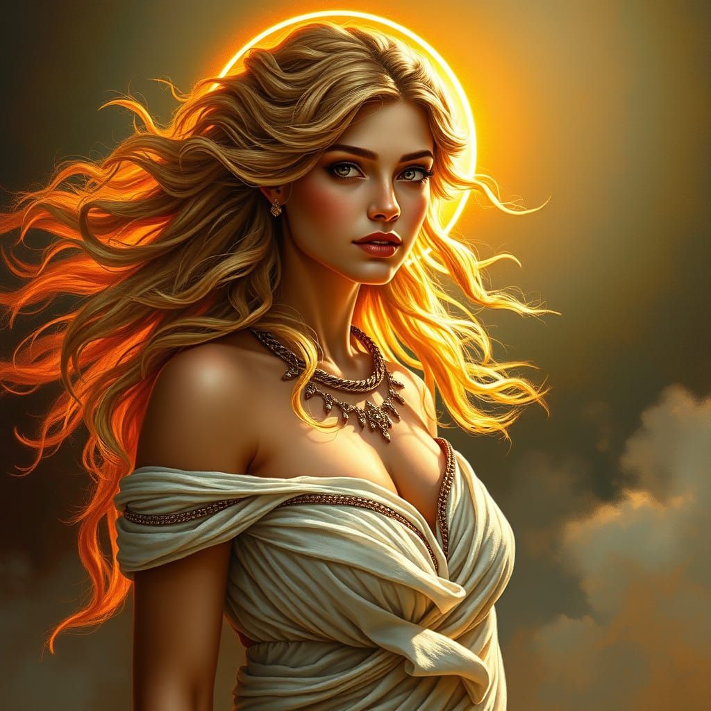 Exquisite Lady as Apollo, Ancient Greek Goddess of the Sun, ...