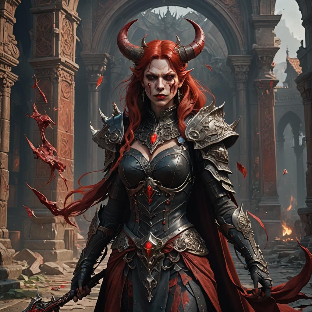 Female Devil Queen in Dark Fantasy Style