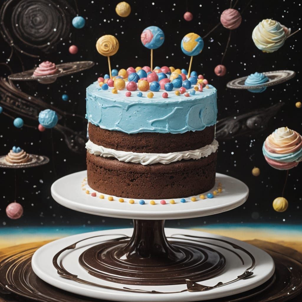 Dark Chocolate Galaxy Birthday Cake