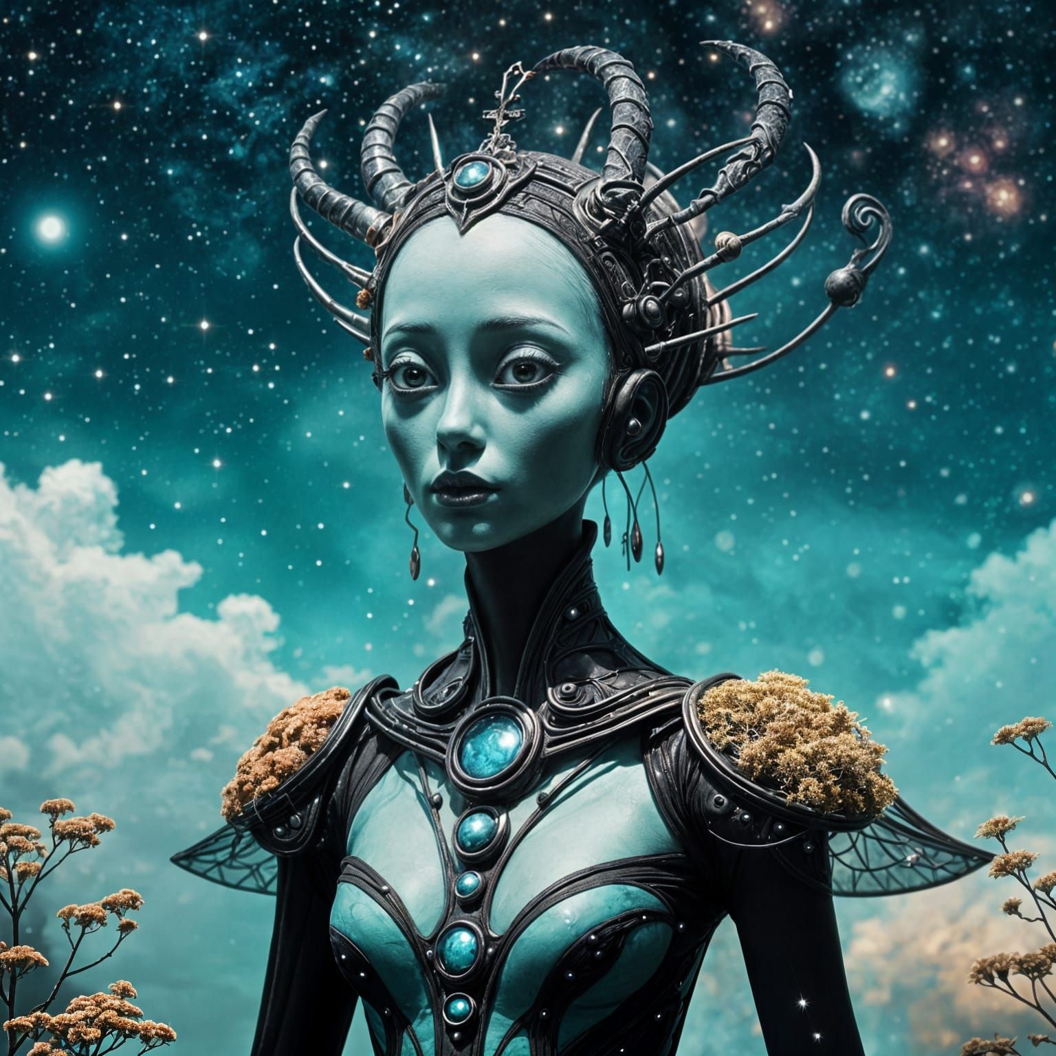 Alien Princess in Dreamlike Night Scene