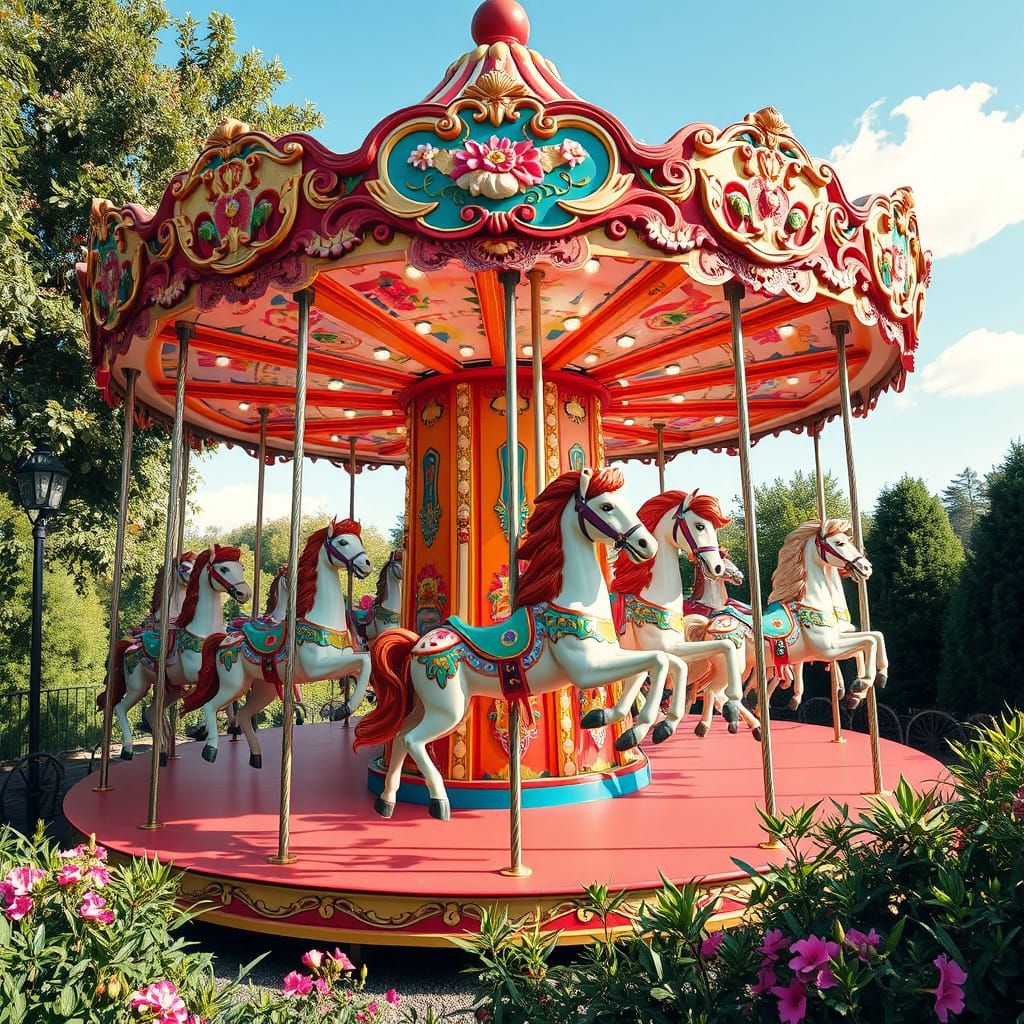 Colorful Merry-Go-Round in Whimsical Style